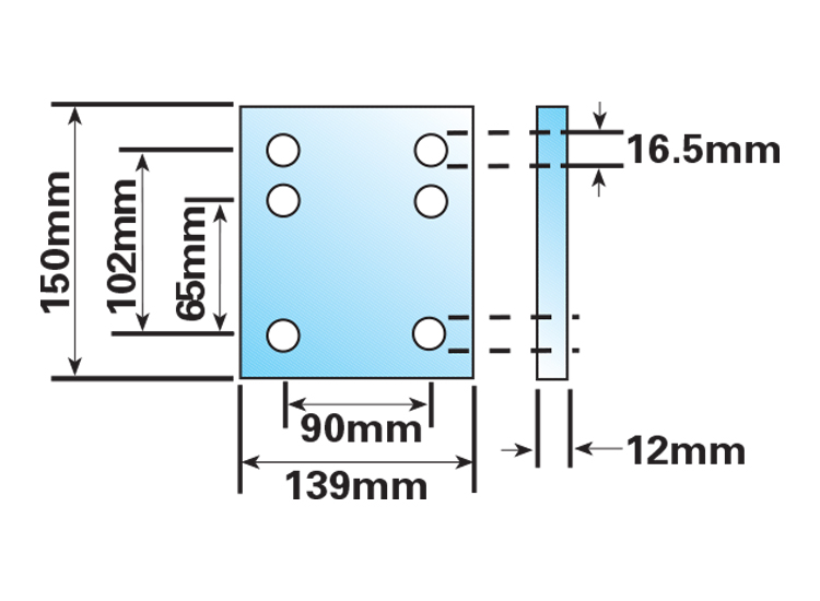 MP233 2.5"/4" 65-102mm 6 Hole Drop Plate - Image 2